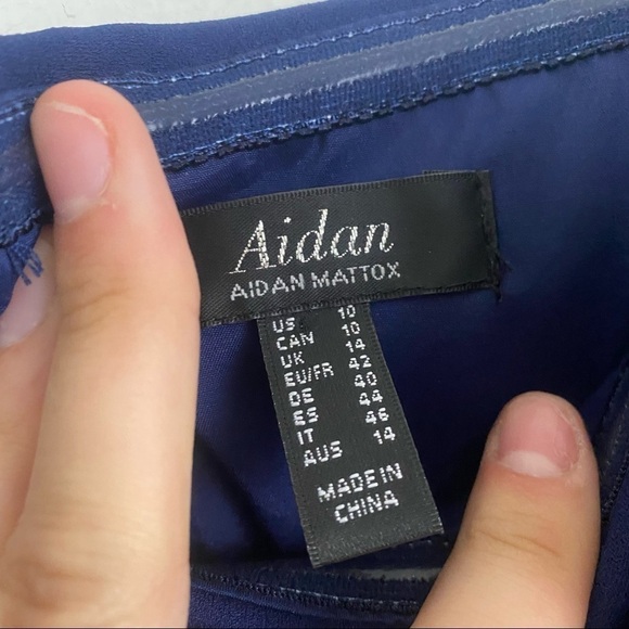 AIDAN BY AIDAN MATTOX navy off the shoulder maxi formal dress - Picture 5 of 6